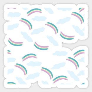 Rainbow and Clouds soft colors pattern Sticker